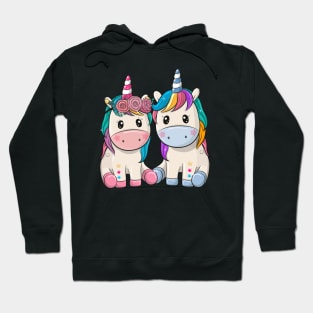 Two cute unicorns - boy and girl. Hoodie